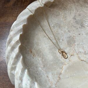 Elegant Pure Gold Diamond Flip Flop Pendant Necklace